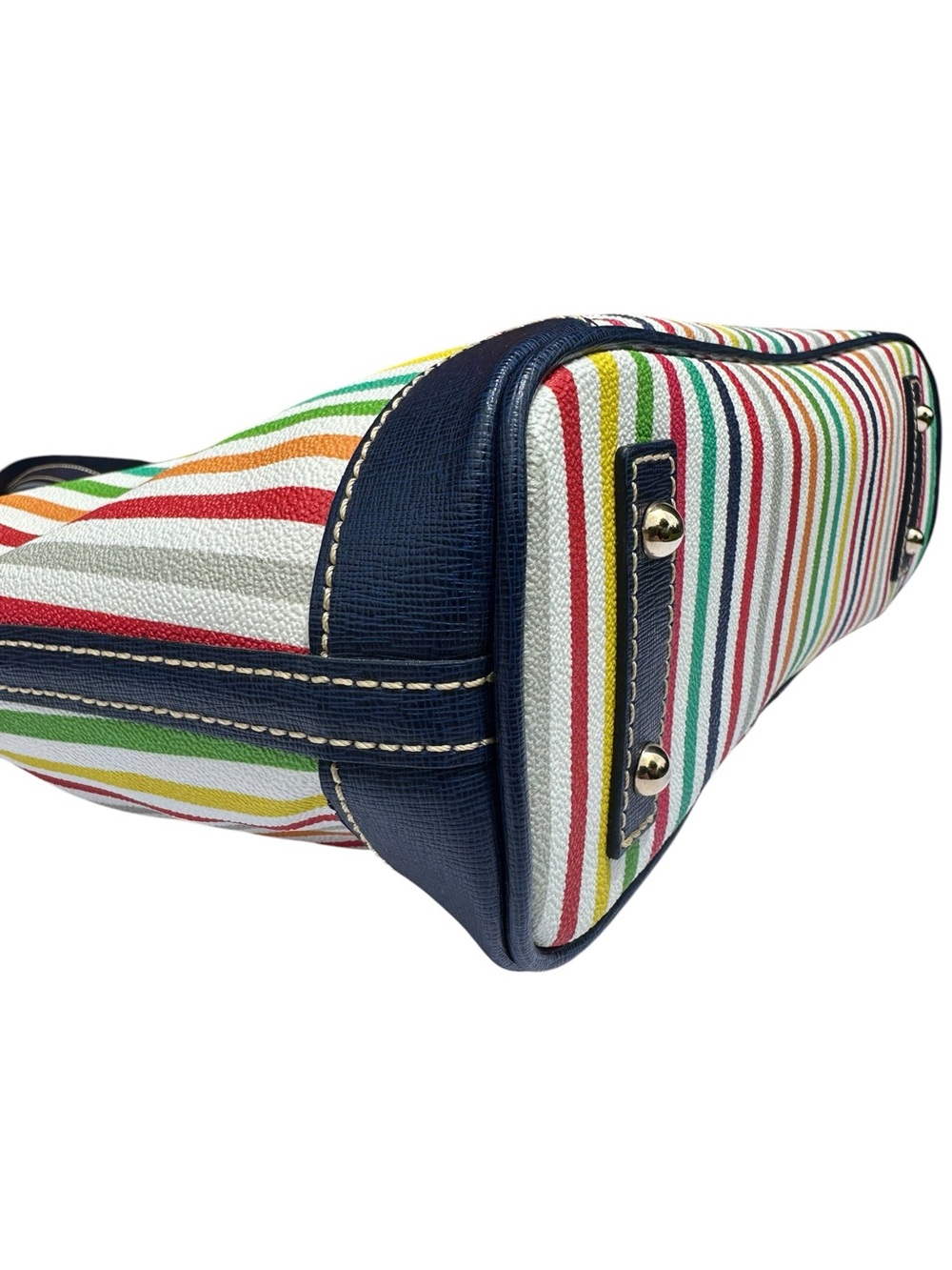 💐Dooney & Bourke Rainbow Multi Stripe Shopper Tote Bag + Flower Charm - Picture 6 of 12